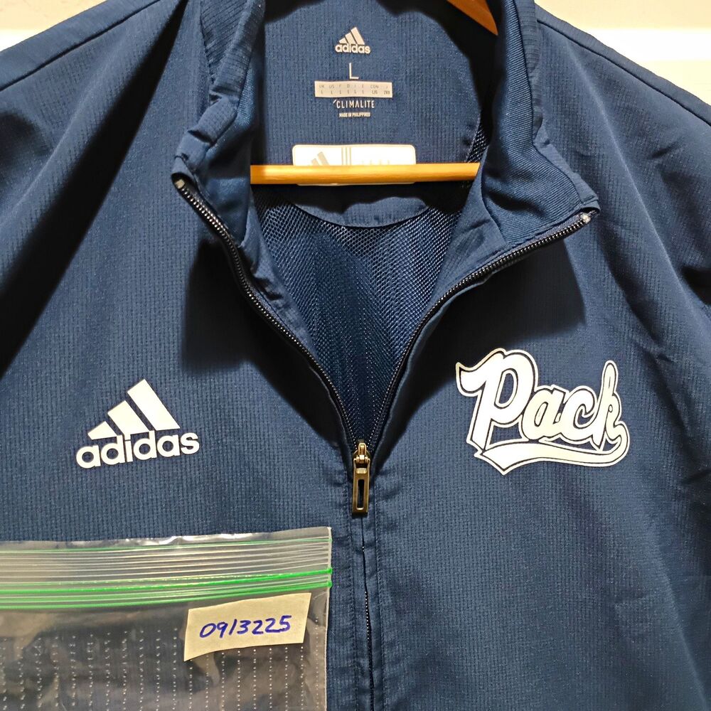 adidas Climalite Men's L Blue/White Full Zip Track Jacket Pack Logo DV8801